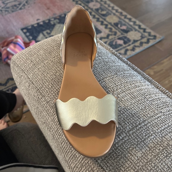 J. Crew Gold Metallic Scalloped Flats - Picture 2 of 7